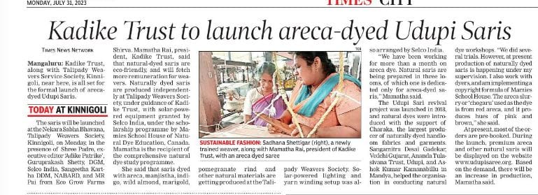Kadike Trust to Launch Areca-dyed Udupi Saris